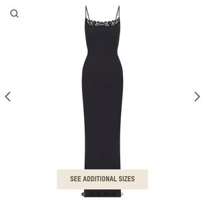 SKIMS FITS EVERYBODY LACE SLIP DRESS, ONYX, NEW WITH TAGS